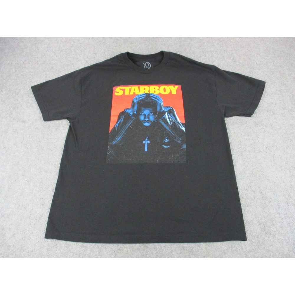 The Weeknd Shirt Mens Extra Large Black Red Starboy XO R&B Graphic Crew Neck Tee